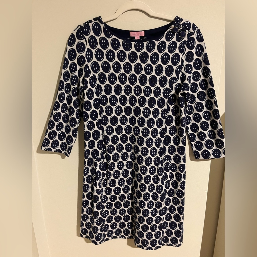 Lilly Pulitzer Navy and Cream Button Pattern Dress